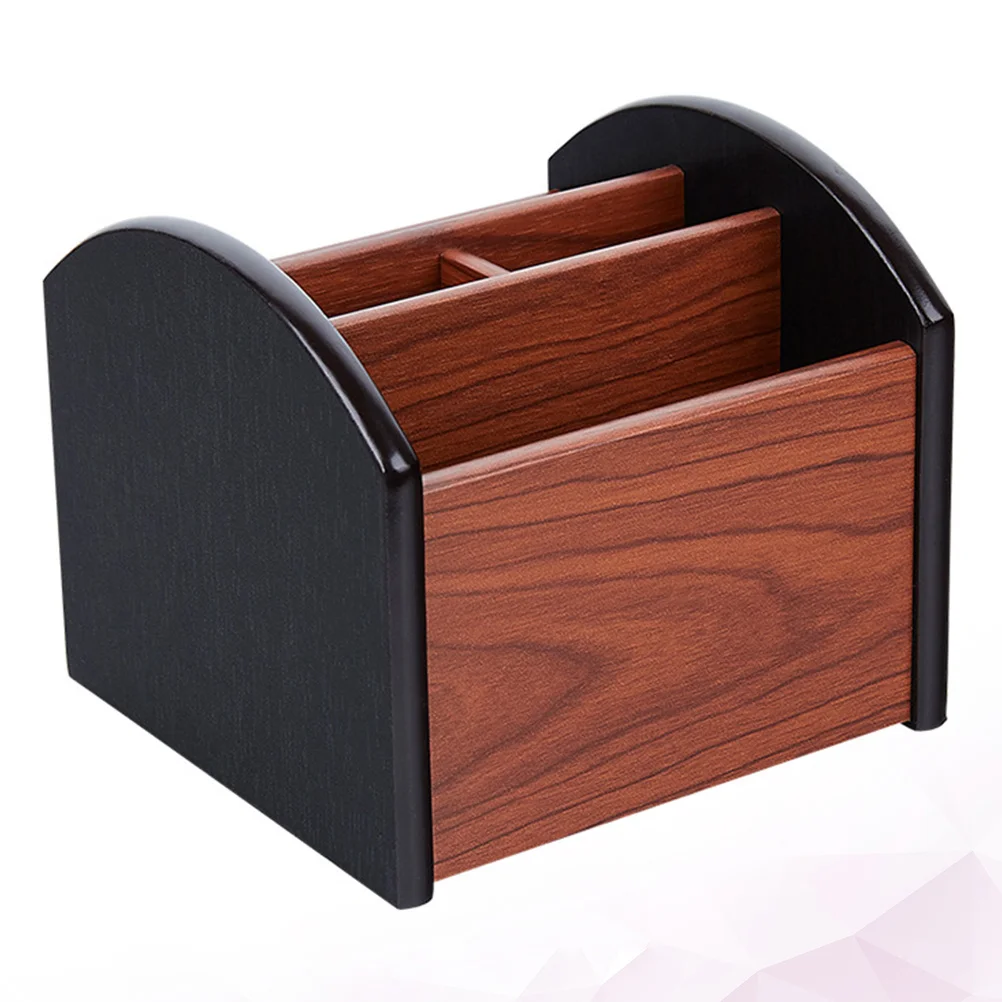 

Wooden Desktop Organizer Multi-Compartment Storage Box for Pen Remote Control Stationery Minimalist Design Office Sundries