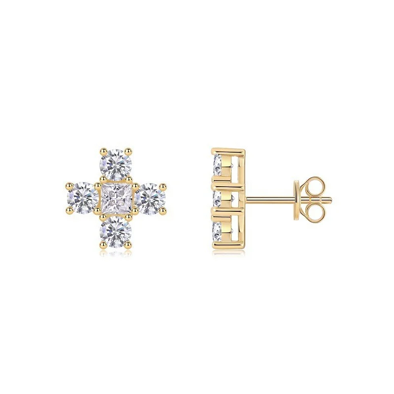 

ZFSILVER модные классические серьги из серебра s925 с муассанитом, изысканные золотые серьги в стиле ретро с крестом, очаровательные женские аксессуары, ювелирные изделия, подарок E15248
