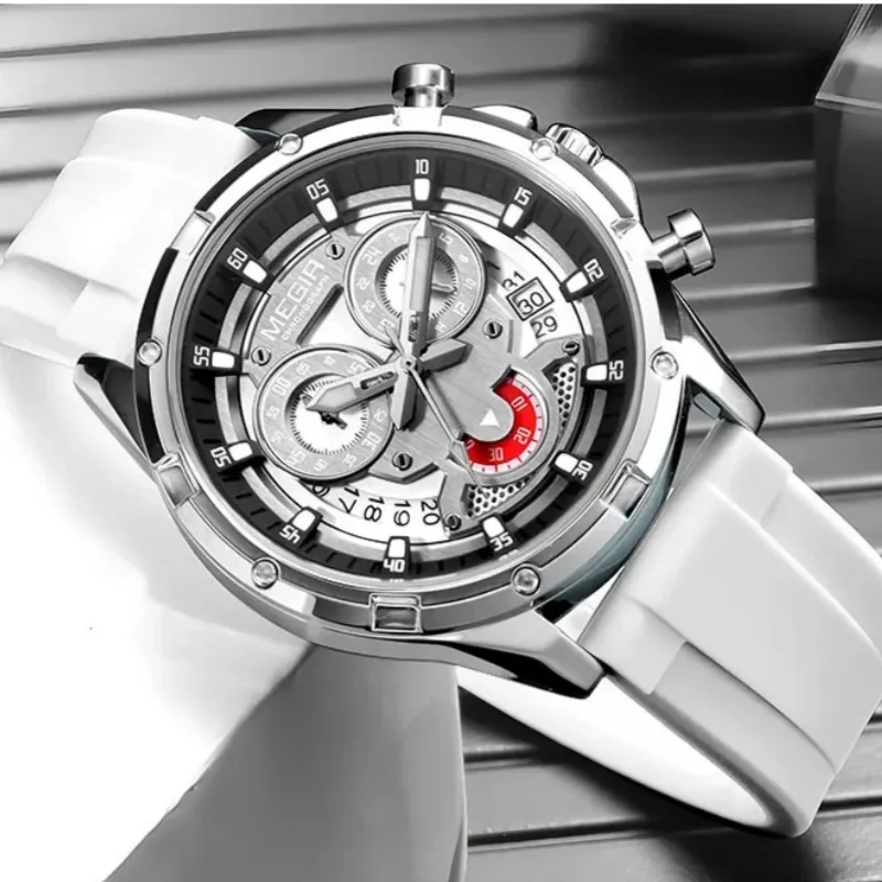 MEGIR 2248 Top Brand Chronograph Quartz Watch Date Business Silicone Casual Luminous Luxury Fashion Gift Relogio Masculino
