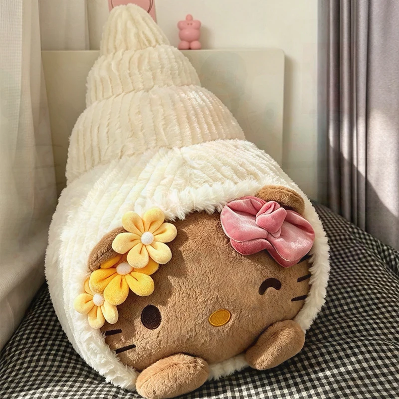 Black Coconut KT Cat Plush Toy Hello Kitty Hermit Crab Pillow Special Shaped Stuffed Animal Doll for Kids Birthday Xmas Gift