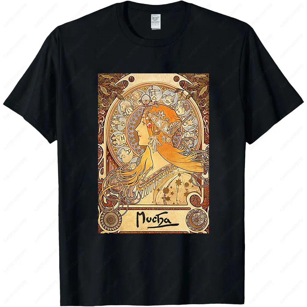 Alphonse Mucha Zodiac Art Nouveau T-Shirt Breathable Camisetas Comfort and Fashion Coexist T Shirt Comfortable Personality