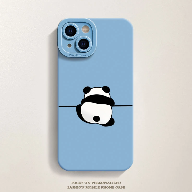 The New Cute Panda Phone Case For iPhone 11 13 12 14 15 Pro Max 8 7 Plus X XR XS Soft Silicon Shockproof Cover