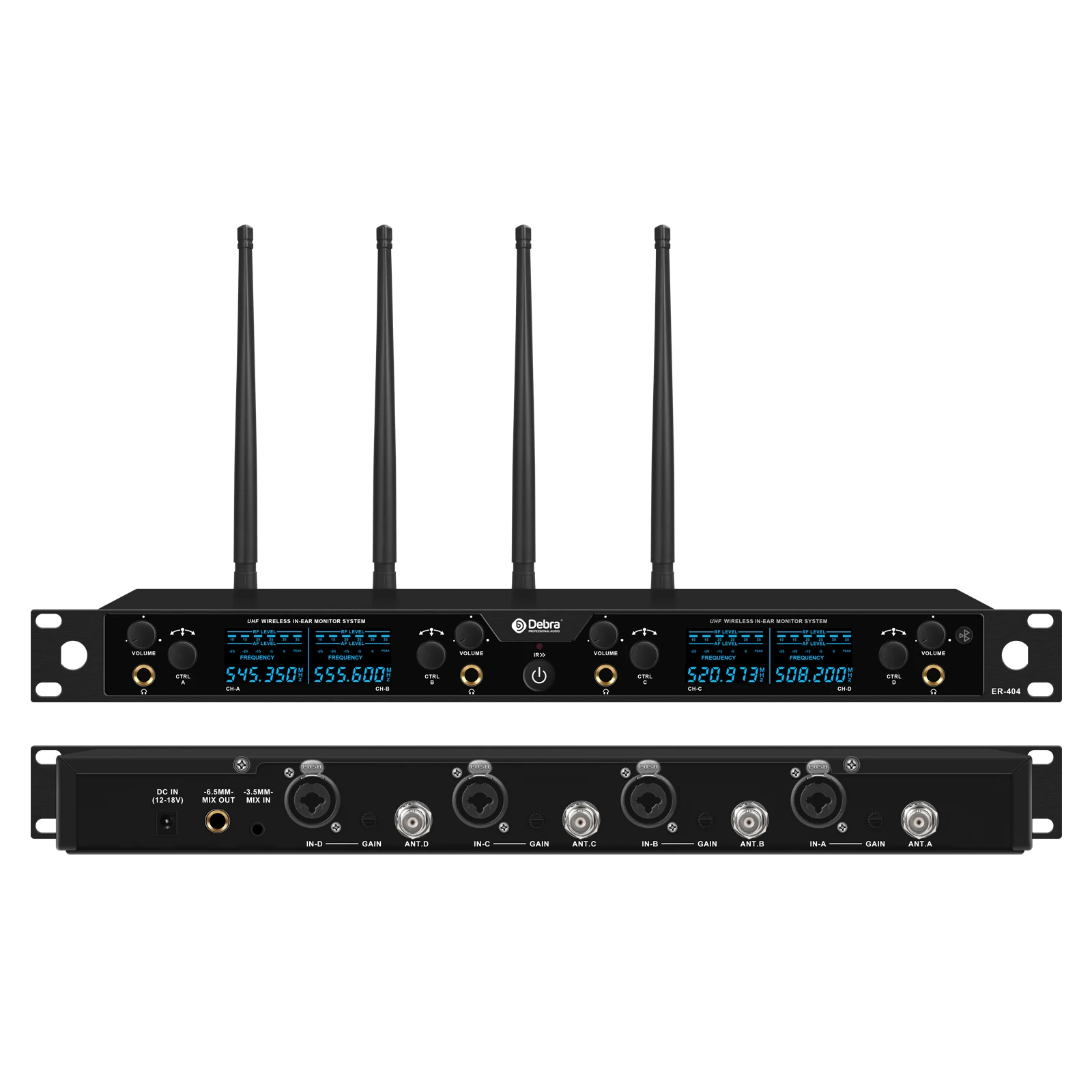 Debra ER-404 Professionelles Kabelloses In-Ear Monitoring System, Infrarot-Synchronisation, mit Mehreren Empfängern, für Bühneneinsatz – Detail 17