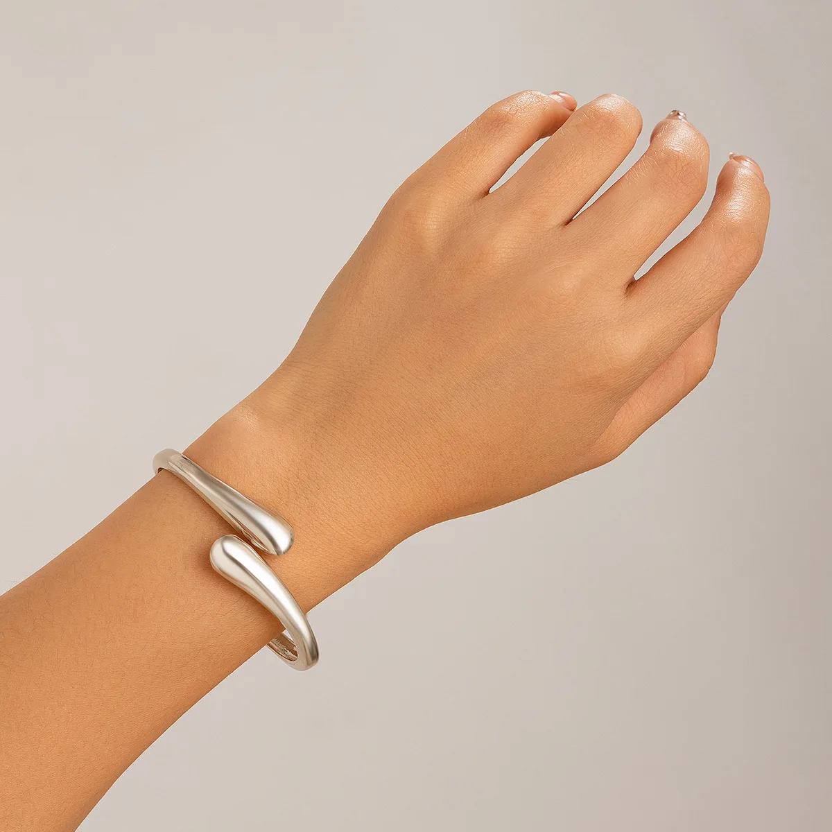 Personalized Spring Open Necklaces Bangles Rings Set For Women Punk Geometric Gold Silver Color Metal New Hip Hop Jewelry Set