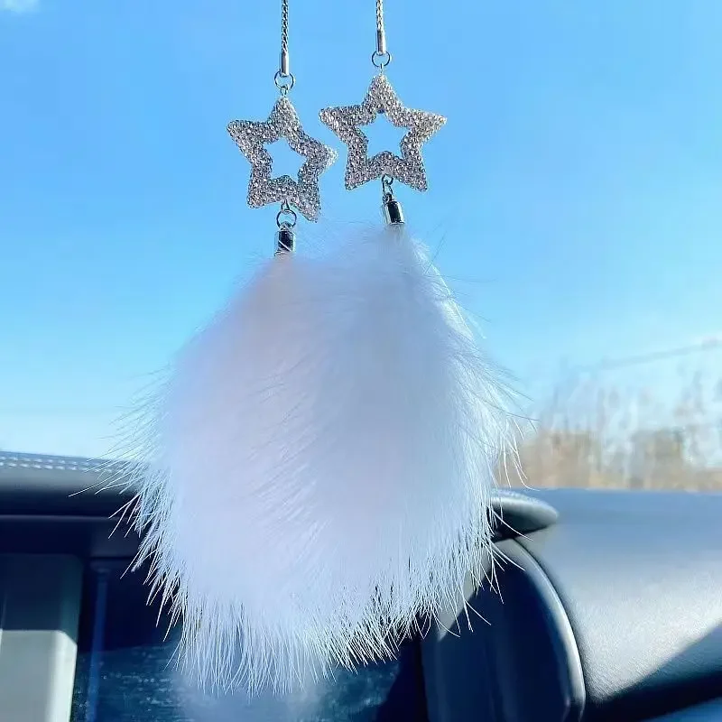 Car Hang Ornaments Stars And Heart Wind Chimes Feather Car Rearview Mirror Pendant Styling Decoration Auto Interior Accessories