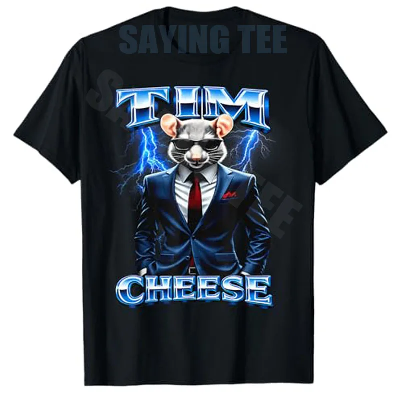 Tim Cheese T-Shirt Y2k Rat Gentleman Grafik-Ästhetik Kleidung Humor Lustiger Maus-Mann Kurzarm-Bekleidung Neuartiges Spruch-T-Shirt Top – Detail 3