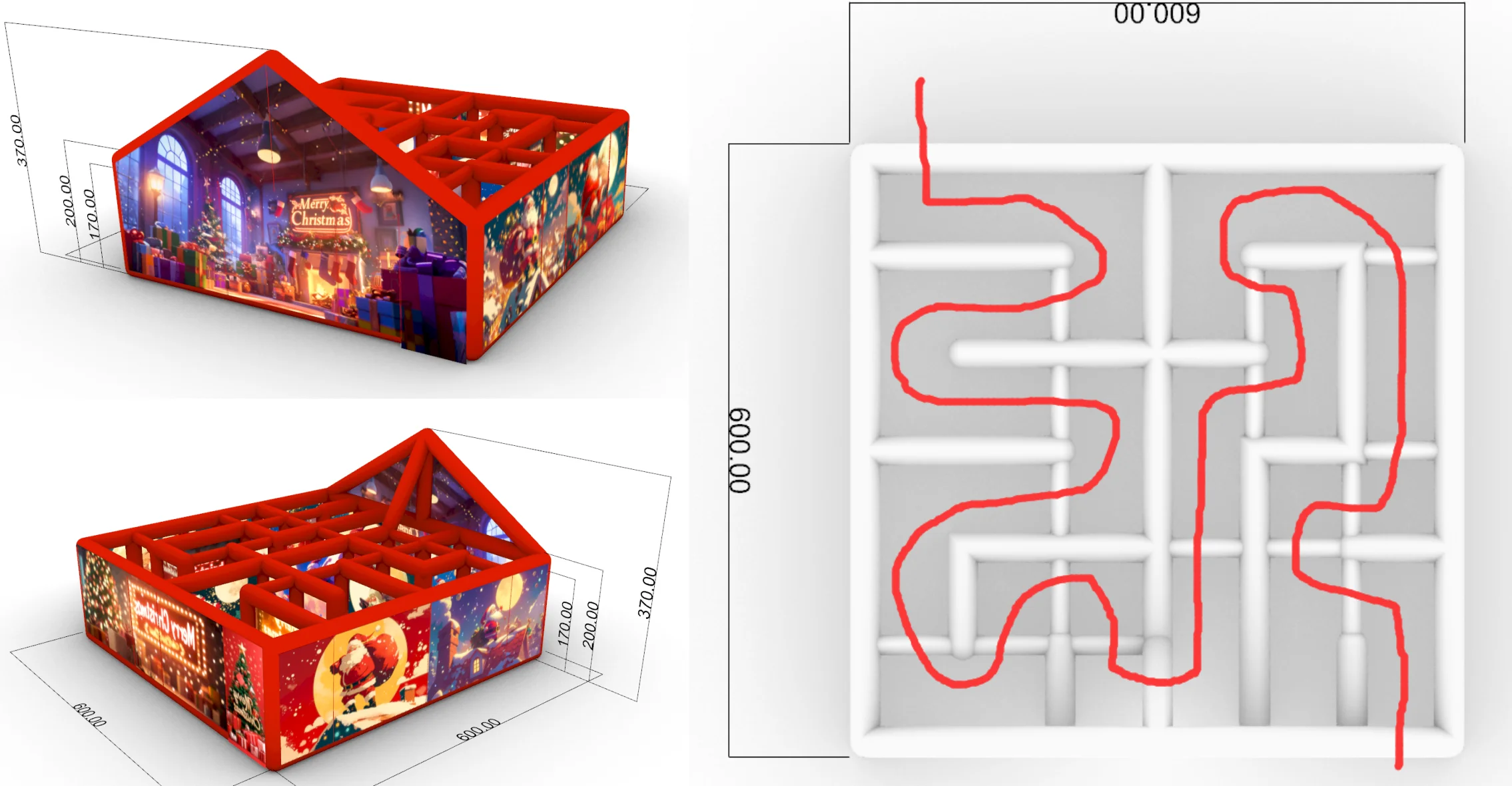 

Бесплатная доставка по воздуху до двери Портативный аренда Рождественский надувной лабиринт 6x6 м надувная лазерная бирка игры веселый дом для зимних праздников