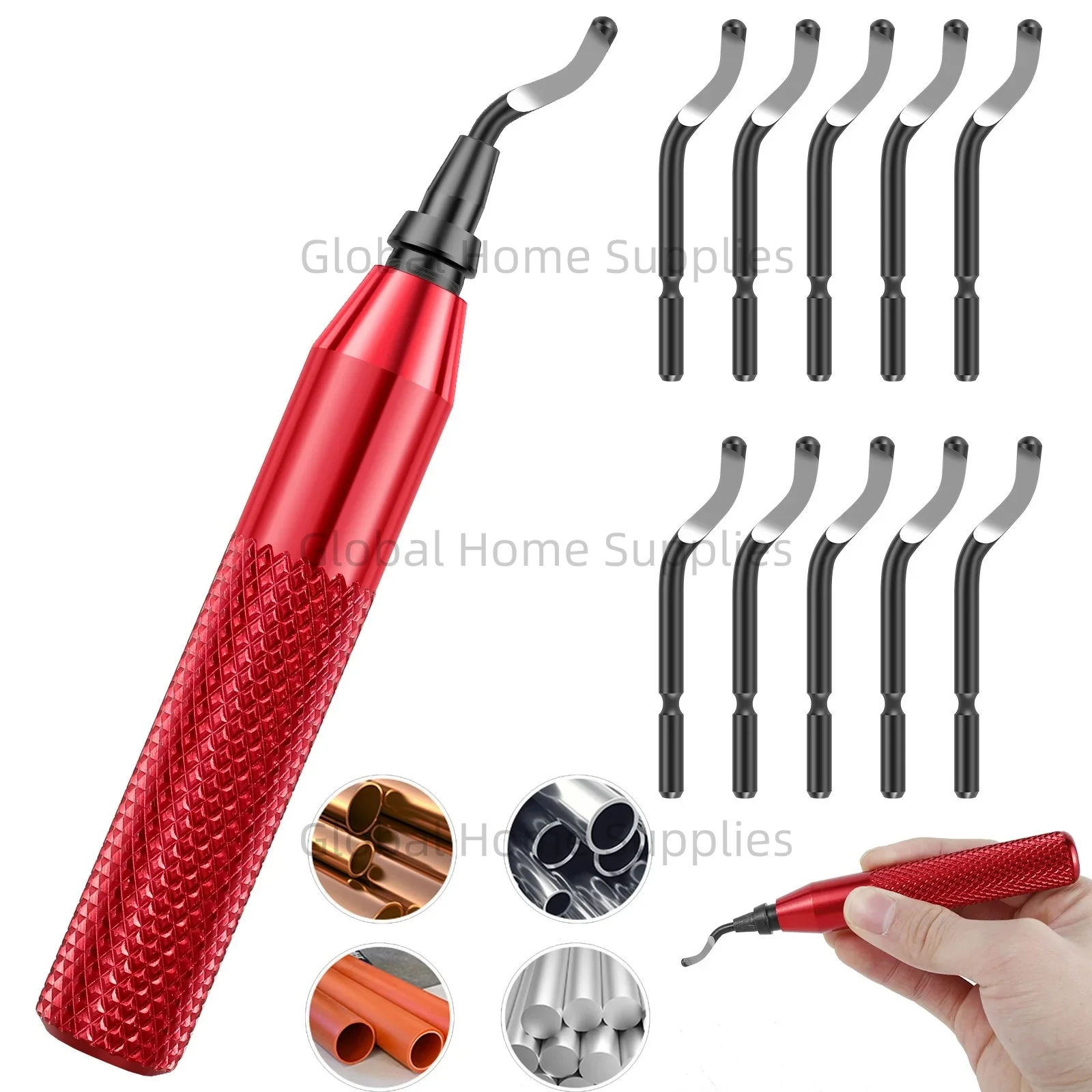 RB3000 Deburring Tool with 10 High-Speed Steel Blades 360° Swivel Head for Metal Plastic Resin 3D Prints Copper PVC Pipes
