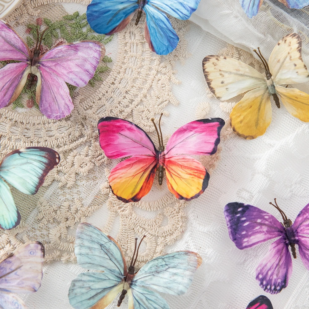 20/40 Pièces Papillons Artificiels Fluorescents pour Gâteaux d'Anniversaire, Pinces à Cheveux, Broches, Mariages, Fêtes, Scrapbooking, Décoration de Fond DIY