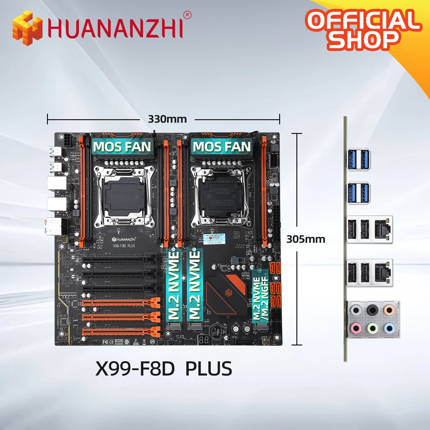 Материнская плата HUANANZHI X99 F8D PLUS LGA 2011-3 XEON X99 с комбинированным комплектом Intel XEON E5 2680 V4 *2, поддержка DDR4 RECC NON-ECC RU