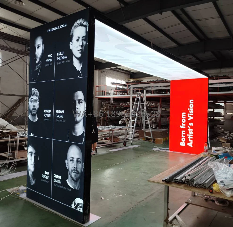 10x20 Trade Show Booth Led Light Box Exhibit Booth Exhibition Stand Expo Booth Design Ideas for Tattoo Show USA