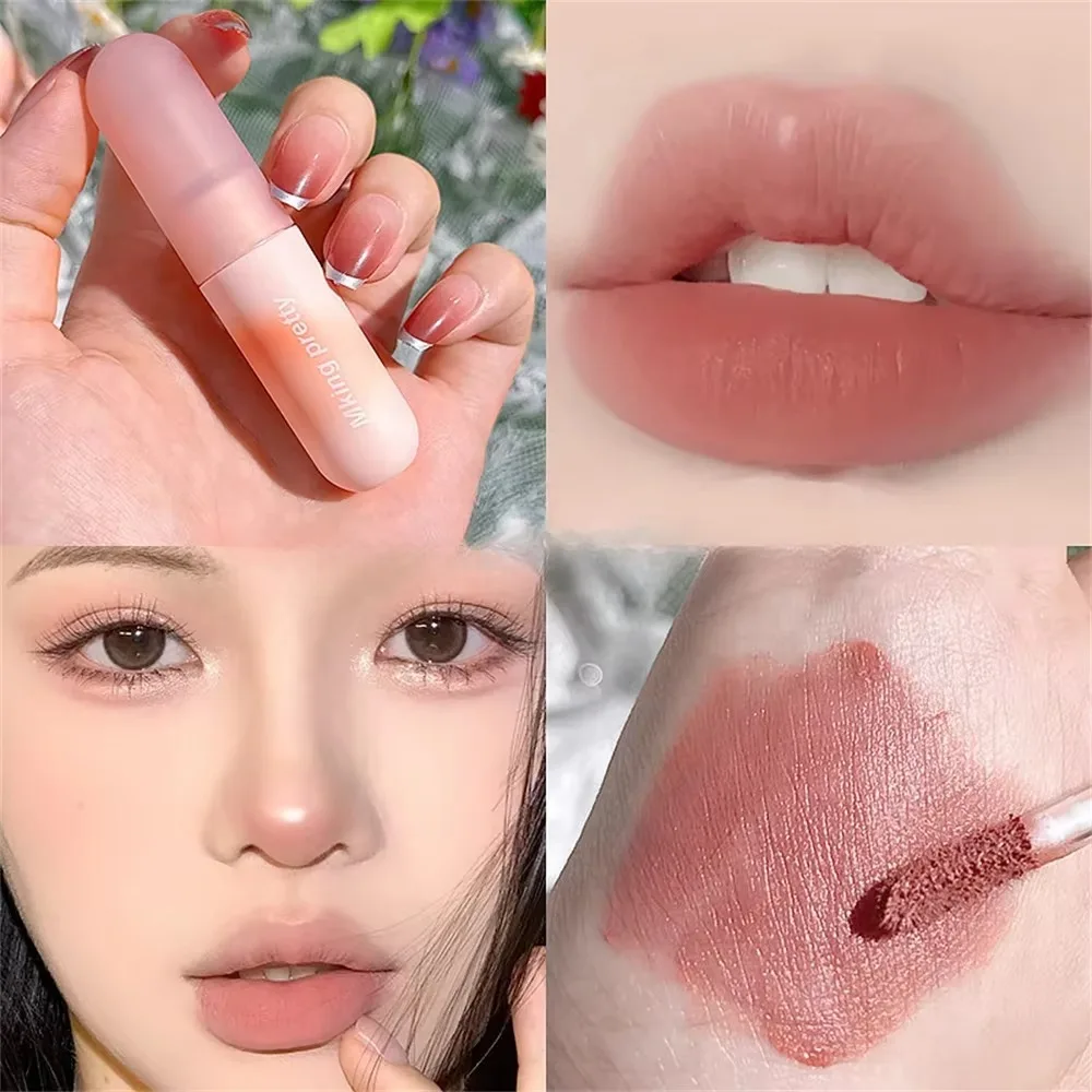 

New Waterproof Lip Mud Non Stick Lasting Lip Gloss Strawberry Red Velvet Matte Lipstick Women