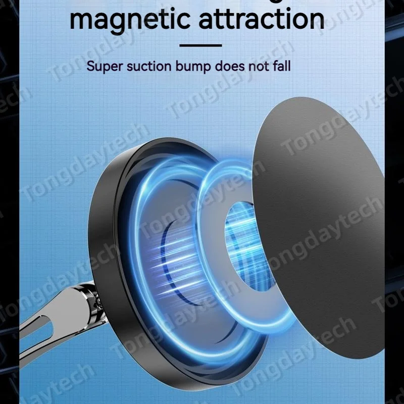 15W Magnetic Car Wireless Charger 360 Rotation 2in1 Aluminum Alloy Foldable Stand For Iphone 14 13 12 11 Pro Max Samsung Xiaomi