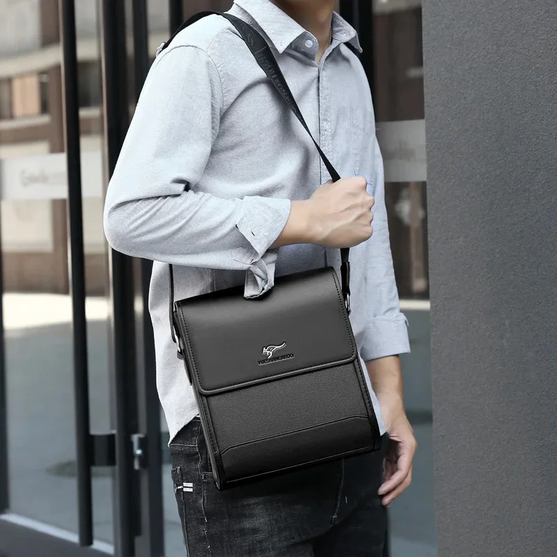 Business Leather Men's Shoulder High Capacity Luxury Messenger Vintage Waterproof Male Crossbody Ipad Bag