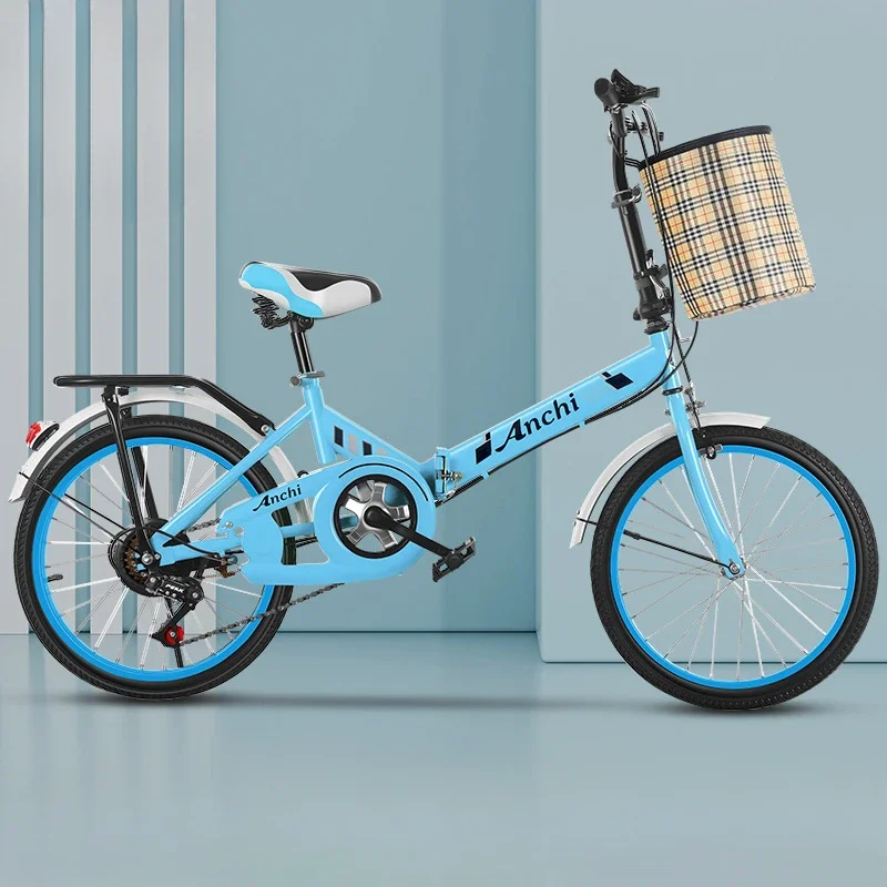 Lightweight Folding Bicycle for Primary and Secondary School Students, Adult Variable Speed Pedal Bike for Easy Transportation