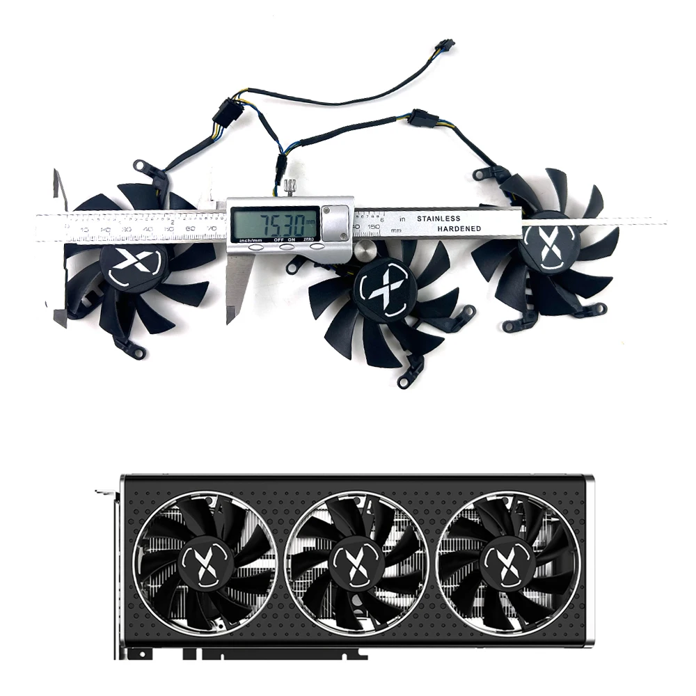 NEW Cooling Fan 75mm 4pin T128015SM RX6650XT GPU Fan for XFX AMD Radeon RX 6650XT OC V2 RX6600 XT Graphics Card Fan