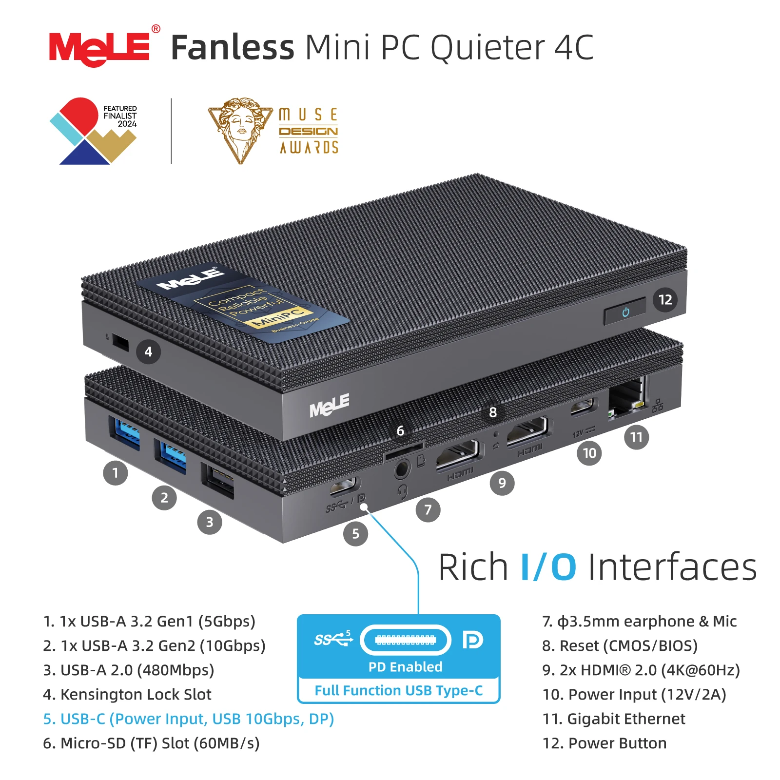 MeLE Quieter4C N150 Fanless Mi - огляд і ціна Usb C To Hdmi