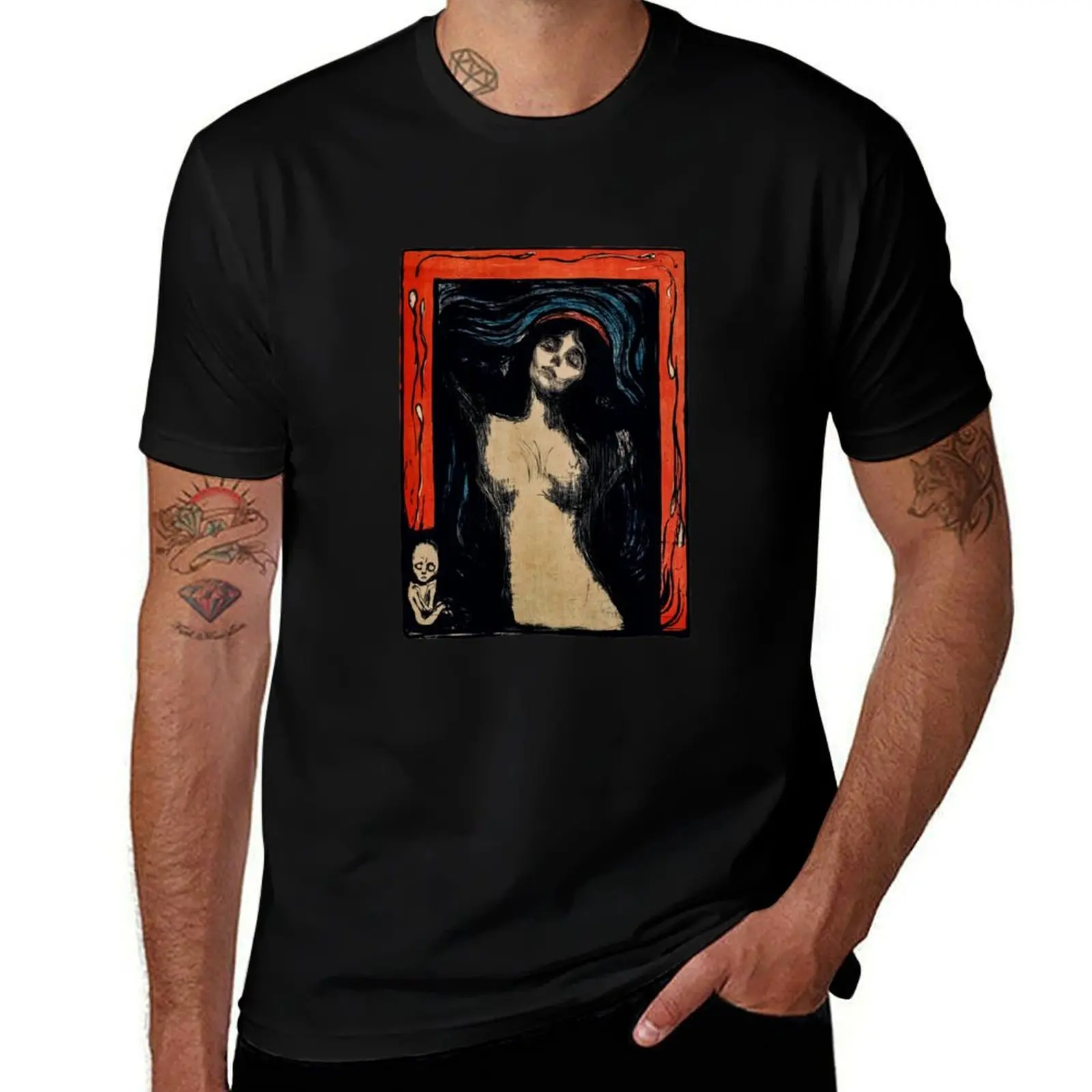 Madonna by Edvard Munch T-Shirt Plus Size Gym Sports T-Shirt