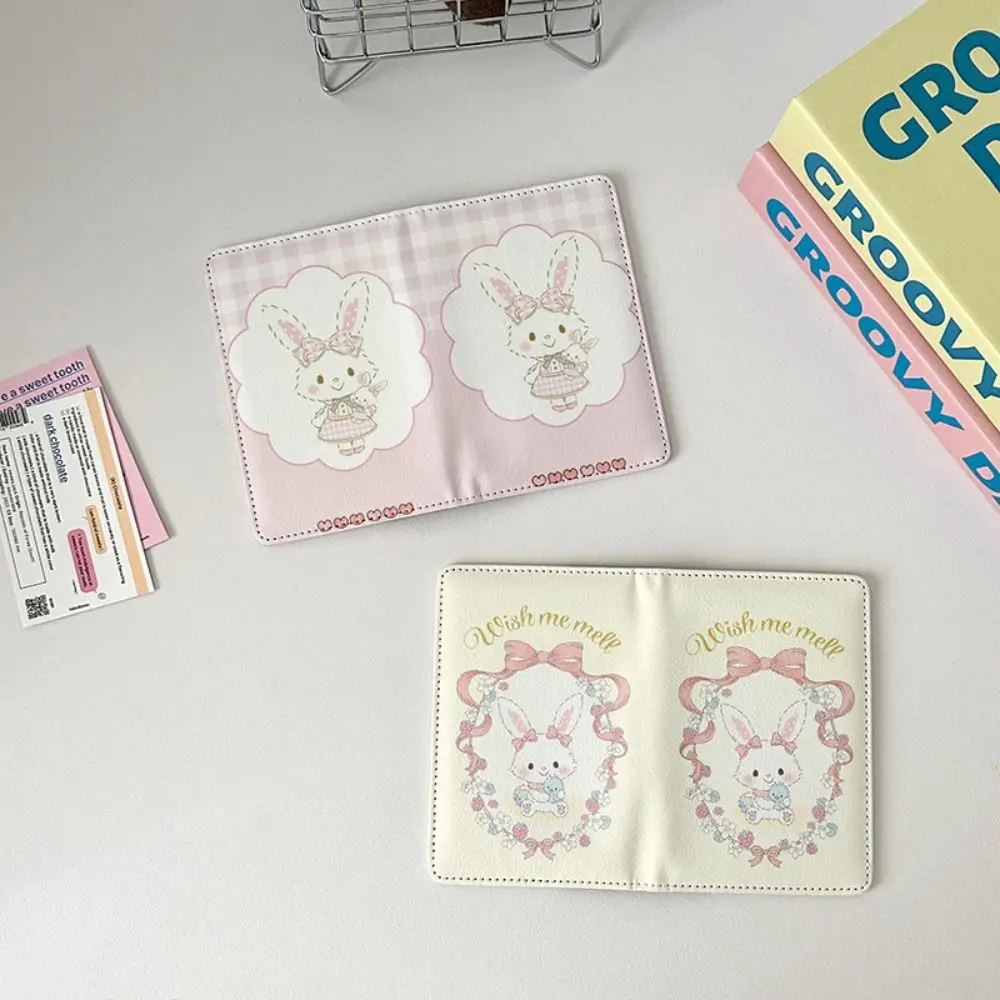 Rabbit Print Passport Holder Ultra-thin PU Leather Passport Bag Portable Multi-function Credit Card Wallet Travel Accessories