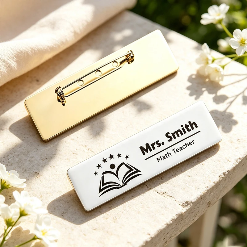 7*2cm Stainless Steel Custom Logo Text Brooch for Professional Title Engrave Name ID Tag Pattern Plate Personalized Lapel Badges