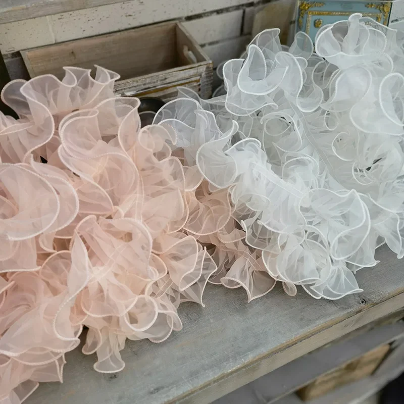 1 jard 11 cm szerokości Organza Tulle Bead Ruffle Lace Fabric for Fringe Even Prom Wedding Dress Clothes Collar Швейні приладдя African