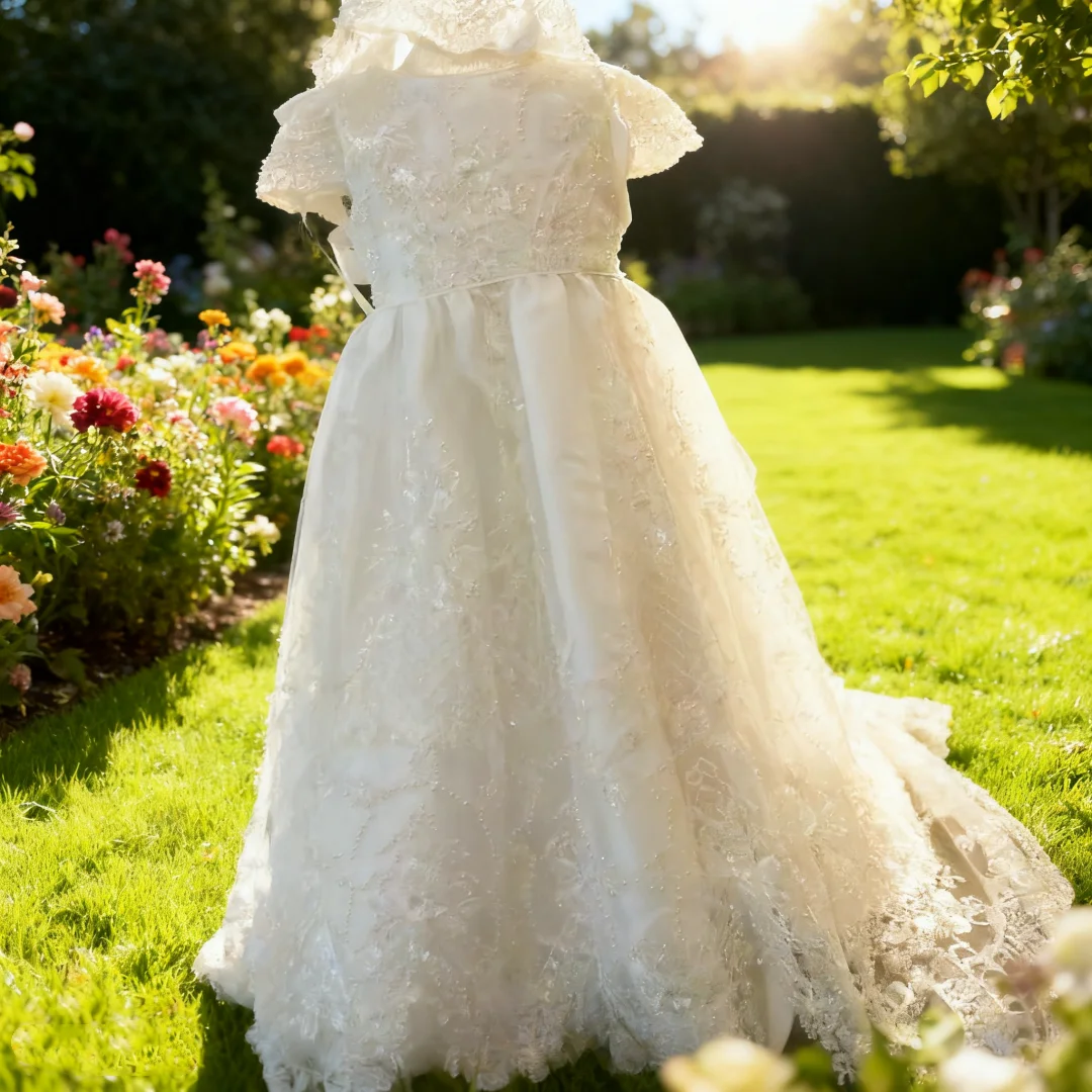 

Белое прозрачное платье с цветочным узором для девочек с кружевной аппликацией и бисером. Платье для дня рождения для малышей и малышей. Платье для первого причастия на заказ.
