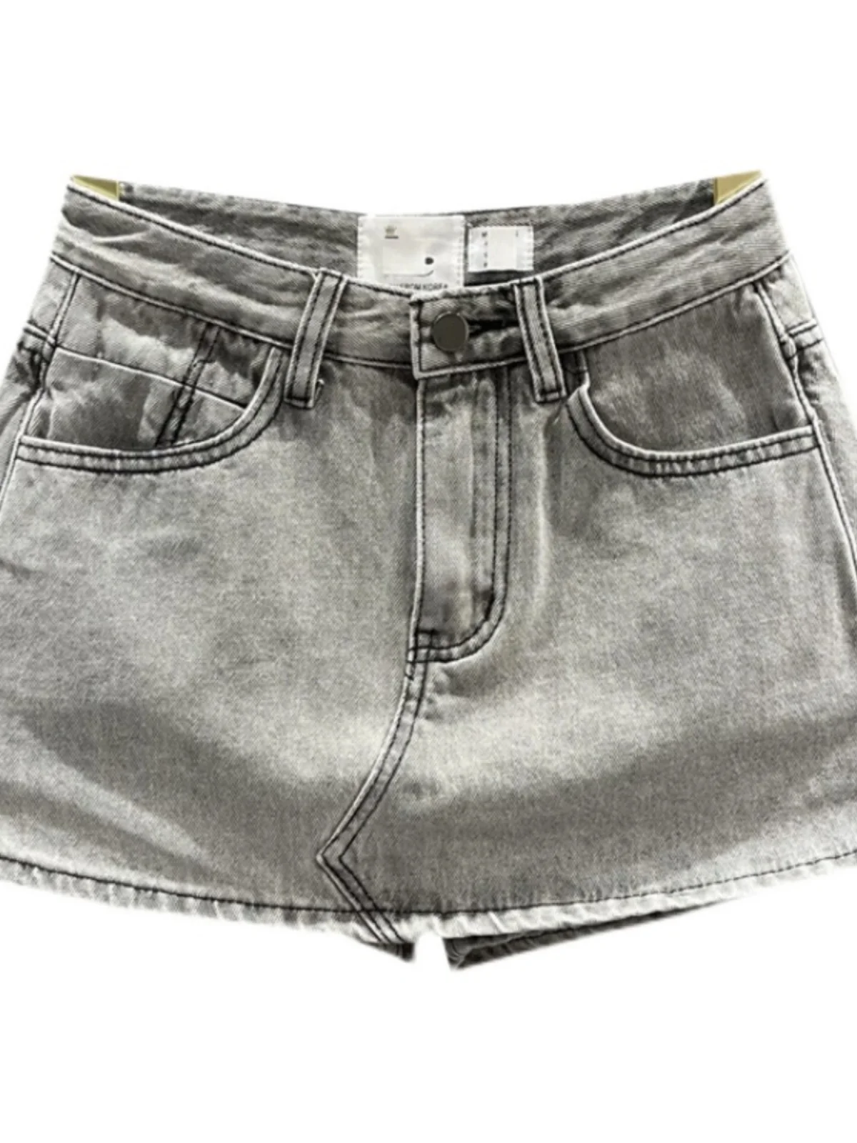 

Trendy Light ey Denim Skirt High Waist A-Line Wide Leg Pants Women's Body Slimming f-length Skirts Summer 2025