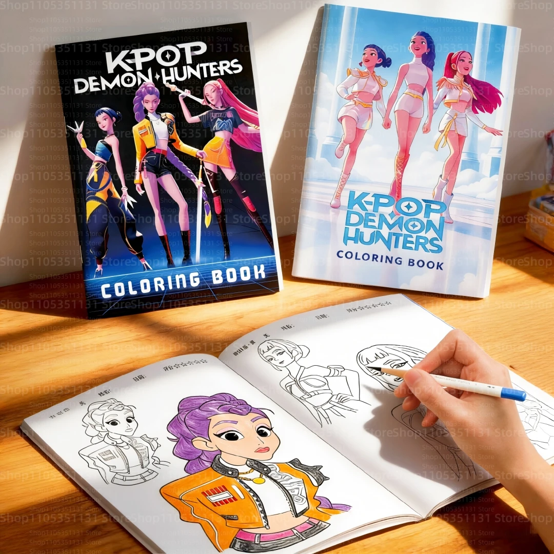 

Kpop Demon Hunters Coloring Book Anime Rumi Mira Zoey Cute Line Drawing Sketch Copy Book Kids Drawing Gifts