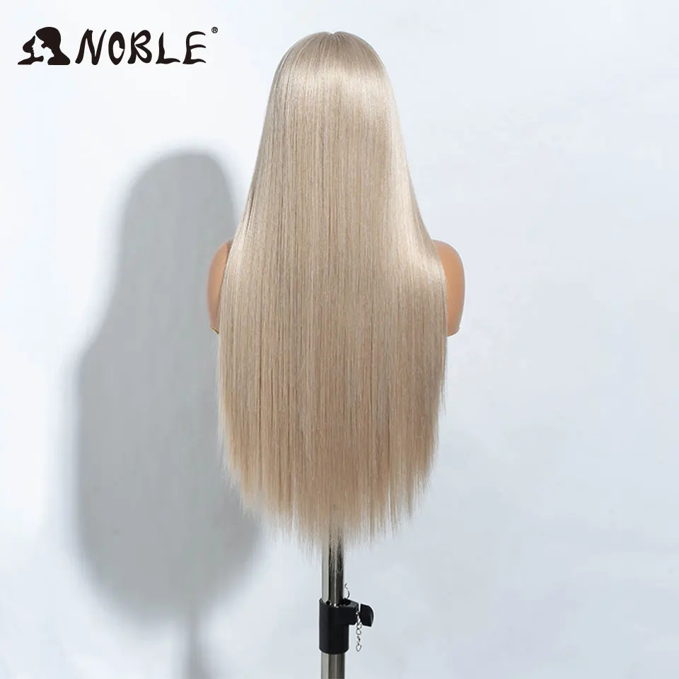 نوبل تأثيري مستقيم شعر مستعار أبيض الاصطناعية الدانتيل الجبهة الباروكات للنساء 30 بوصة شعر مستعار أشقر الدانتيل شعر مستعار Frong ارتفاع درجة الحرارة الألياف #5