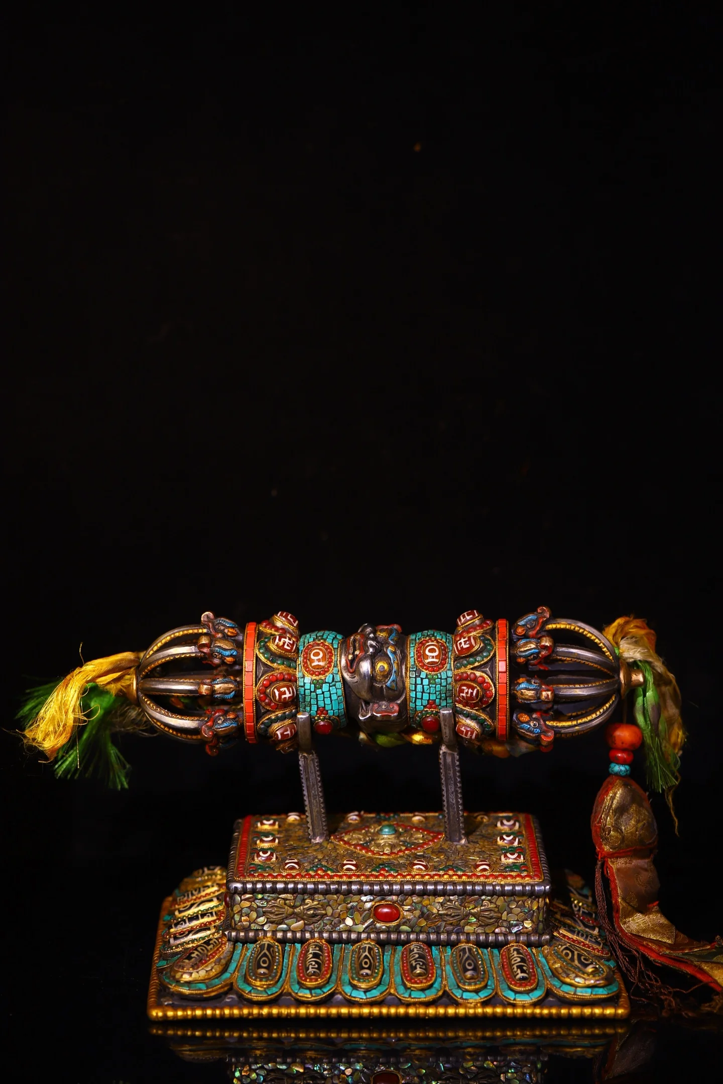 

12-дюймовая мозаика Old Tiantie, драгоценный камень gZi, бусины, бирюза Махакала, ваджра, голова Будды, молитвенный флаг, база Будды, амулет, зал поклонения