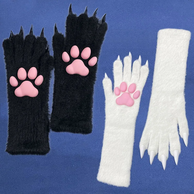 

Cute 3D Silicone Pink Cat Claw Paw Cute Gloves Halloween Gloves Props Cosplay Animal Paw Pink Cat Claw Party Cosplay For Unisex