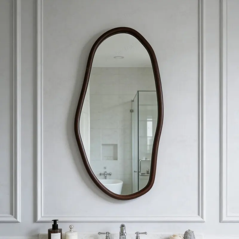 French retro irregular special-shaped cosmetic home living room smart wall-mounted decorative bathroom mirror
