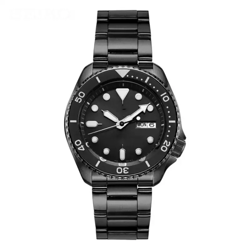 Serie de relojes deportivos para hombre, pulsera de cuarzo redonda, giratoria, de acero, resistente al agua, SRPD53K