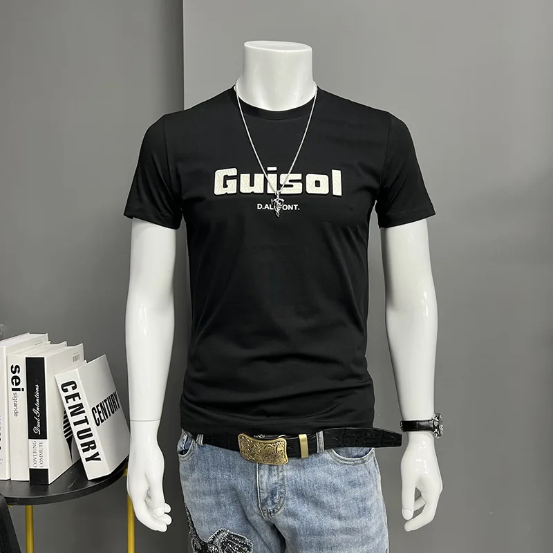 

Men's Fashion T-shirt Summer New Simplicity Steel Printed Letters Male Tees Cotton Comfort Tops High Quality O-Neck Clothing 4xl