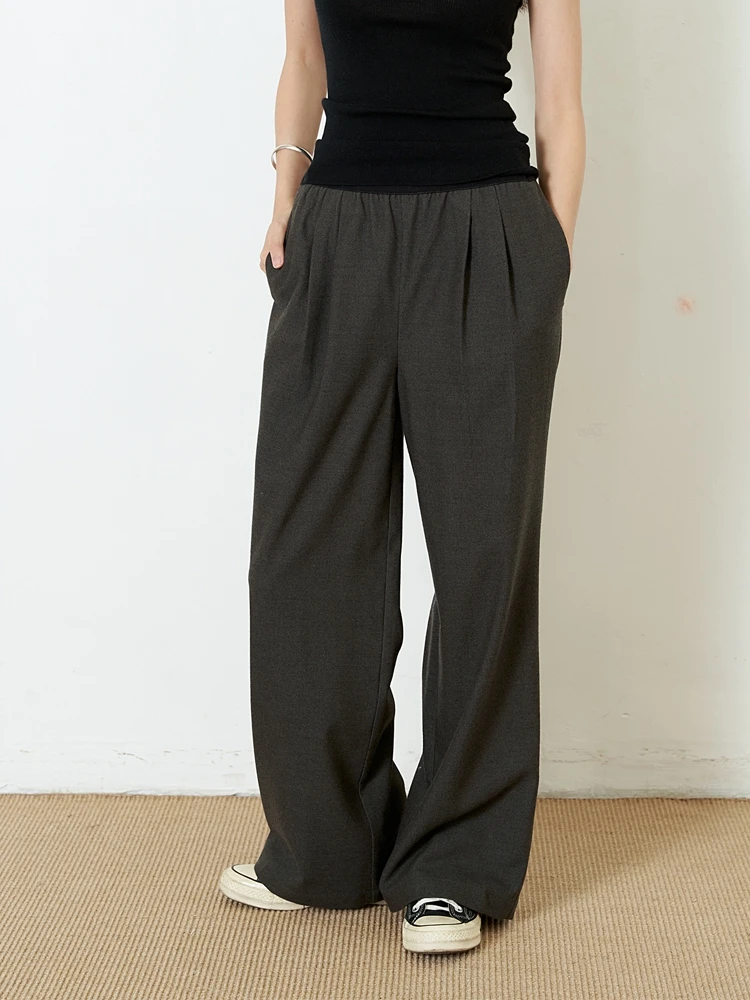 

Deep ey Woolen Casual Pants Drapey Comfortable Commute Artistic Loose Long Trousers Women's Faion Spring Autumn New Sle