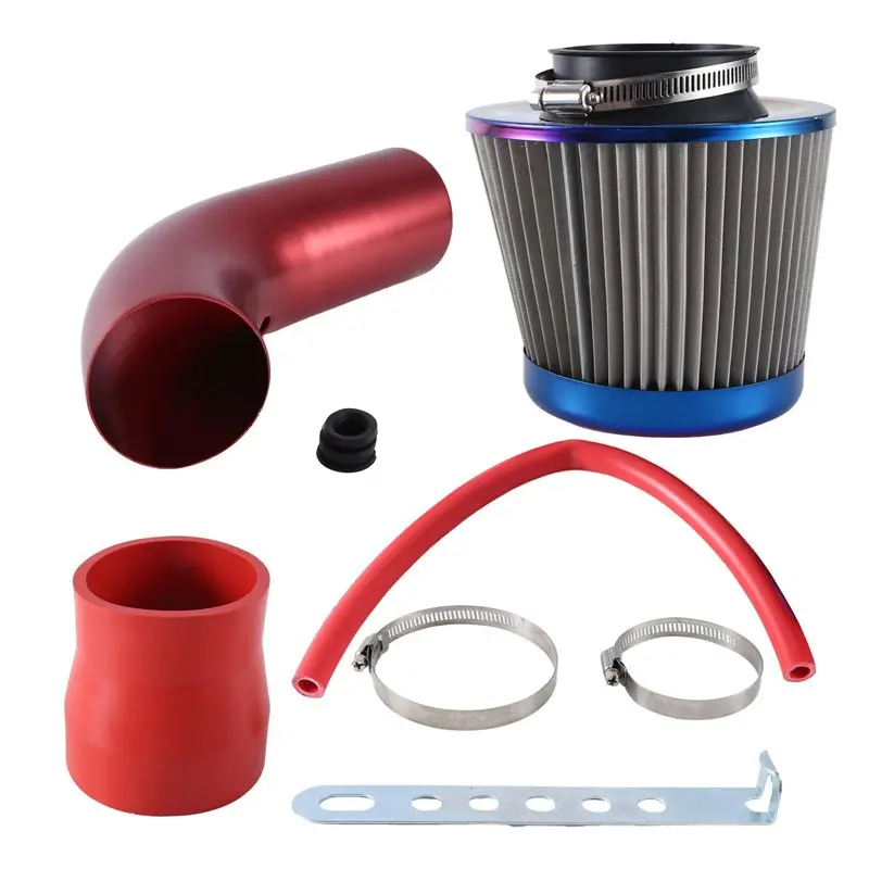 76Mm High Flow Air Filter Intake Filter Mushroom Head Car Turbo Pipe Intake Sleeve Universal Set Kit Red