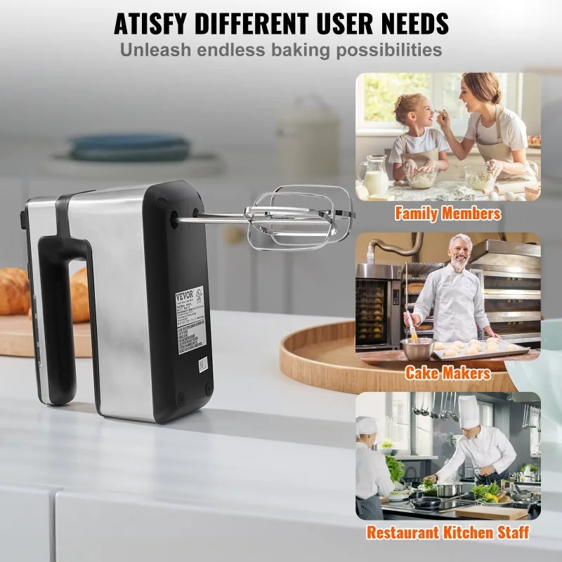 Miscelatore manuale elettrico e manuale senza fili Controllo continuo della velocità Miscelatore portatile turbocompresso con borsa di stoccaggio Frusta per cottura al forno