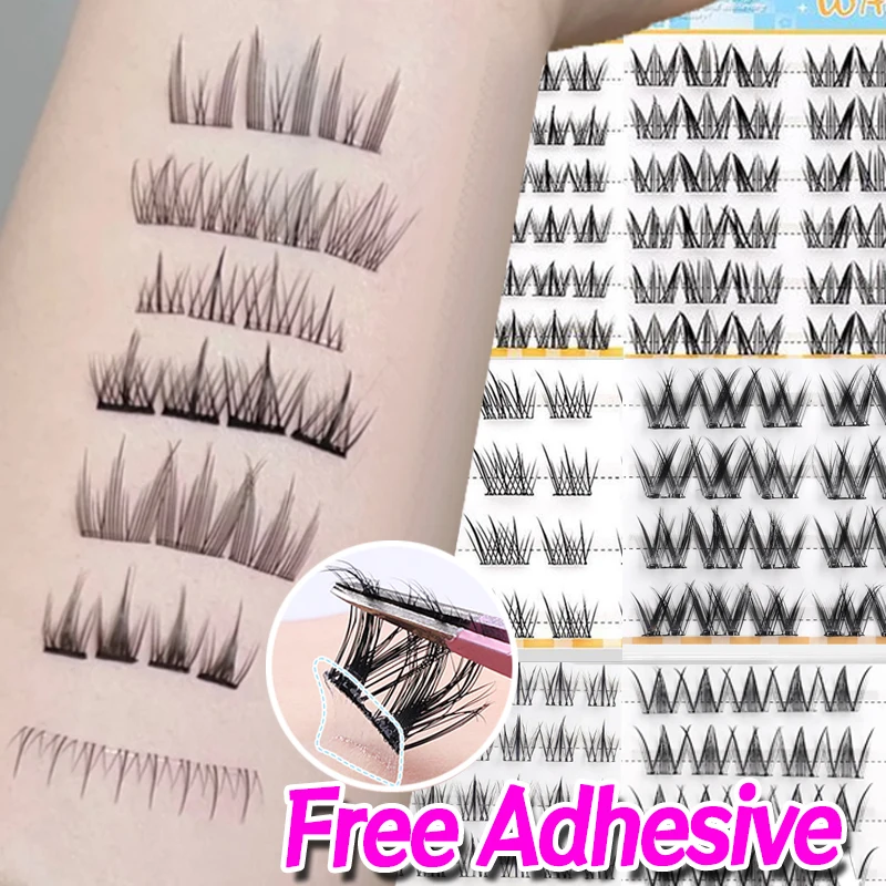 

Reusable Self-adhesive False Eyelashes DIY Individual Lashes Glue-free Eyelashes Extension Makeup No Glue Needed Manga Lashes