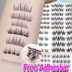 Reusable Self-adhesive False Eyelashes DIY Individual Lashes Glue-free Eyelashes Extension Makeup No Glue Needed Manga Lashes