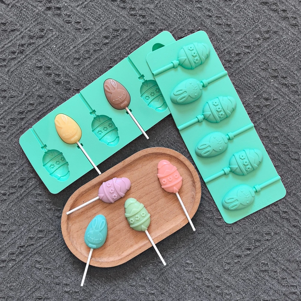 Moule créatif en Silicone pour sucettes, 6 cavités, résurrection, en forme d'œuf, pour la cuisson des biscuits, chocolat, bonbons, décoration de gâteau de pâques