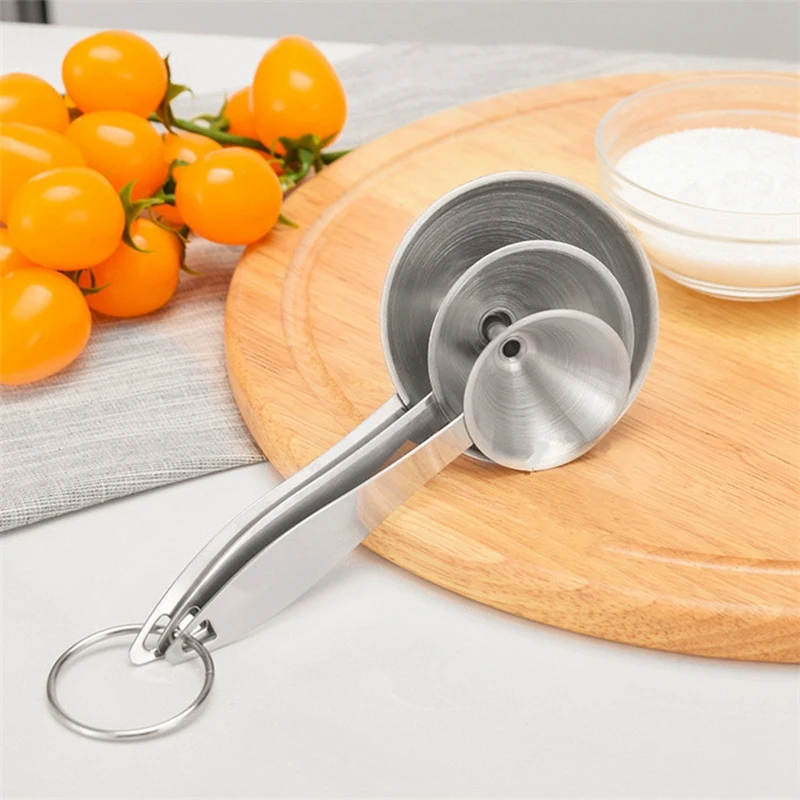 Imbuti 3 in 1 per il riempimento di bottiglie Set di imbuti da cucina in acciaio inossidabile per il trasferimento di oli essenziali liquidi