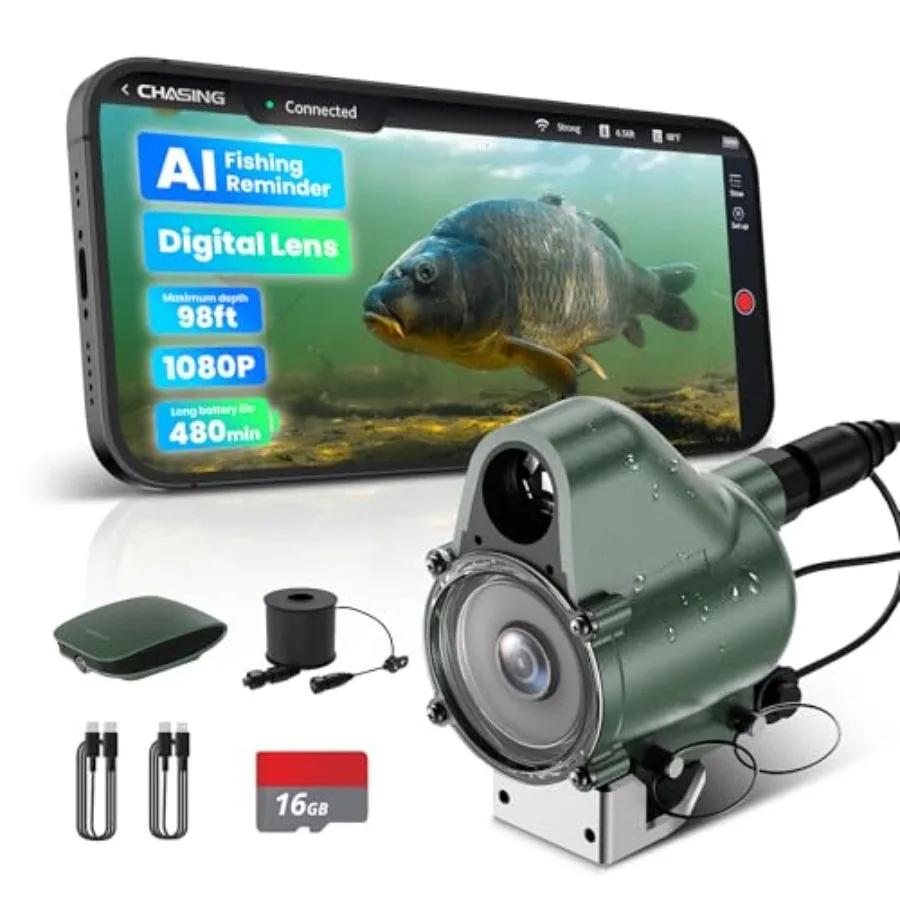 

Подводная камера для рыбалки 1080P Full HD, портативный видеоэхолот с дистанционным управлением через приложение, наблюдение в реальном времени и обнаружение рыбы