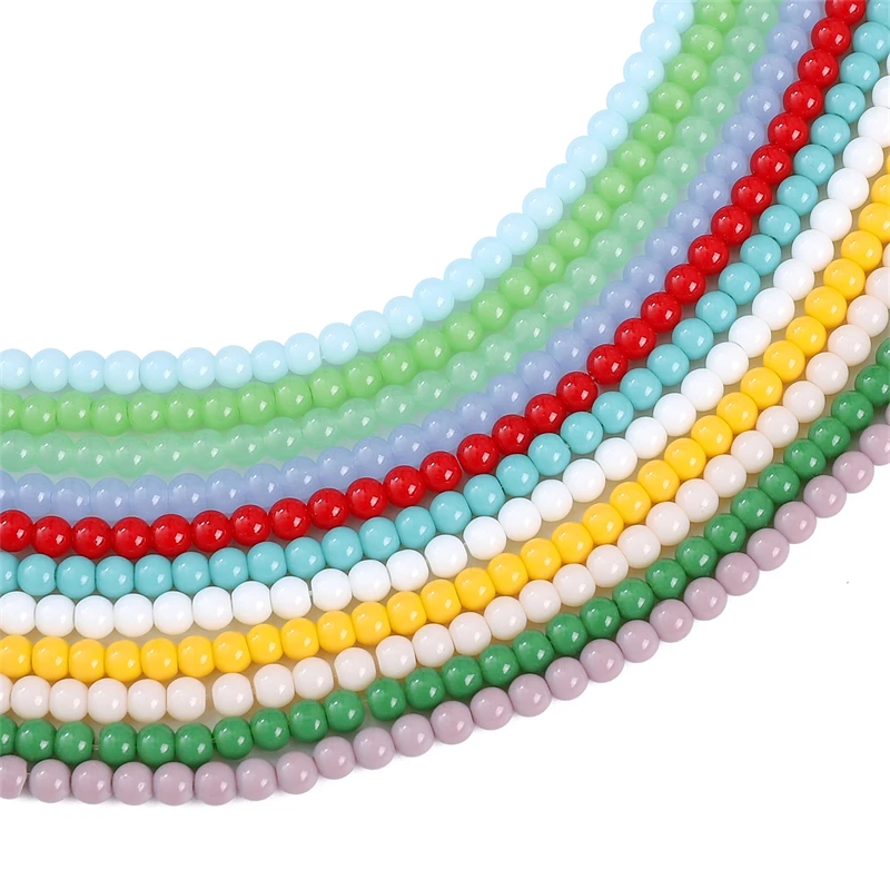 

4mm Multicolor Glass Round Beads Crystal Spacer Loose Beads For Jewelry Making DIY Necklace Bracelet Earring Accessories