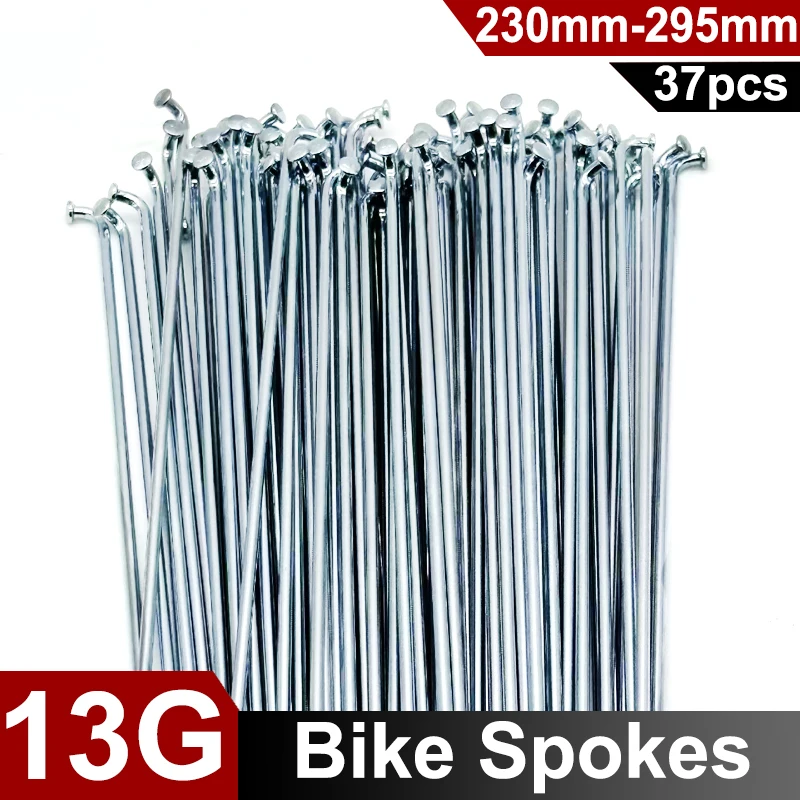 

37pcs 13G Bike Spokes Silver Carbon Steel 2.2mm Diameter J-Bend MTB Wheel Spokes 230-295mm Including Nipples Cycling Spokes