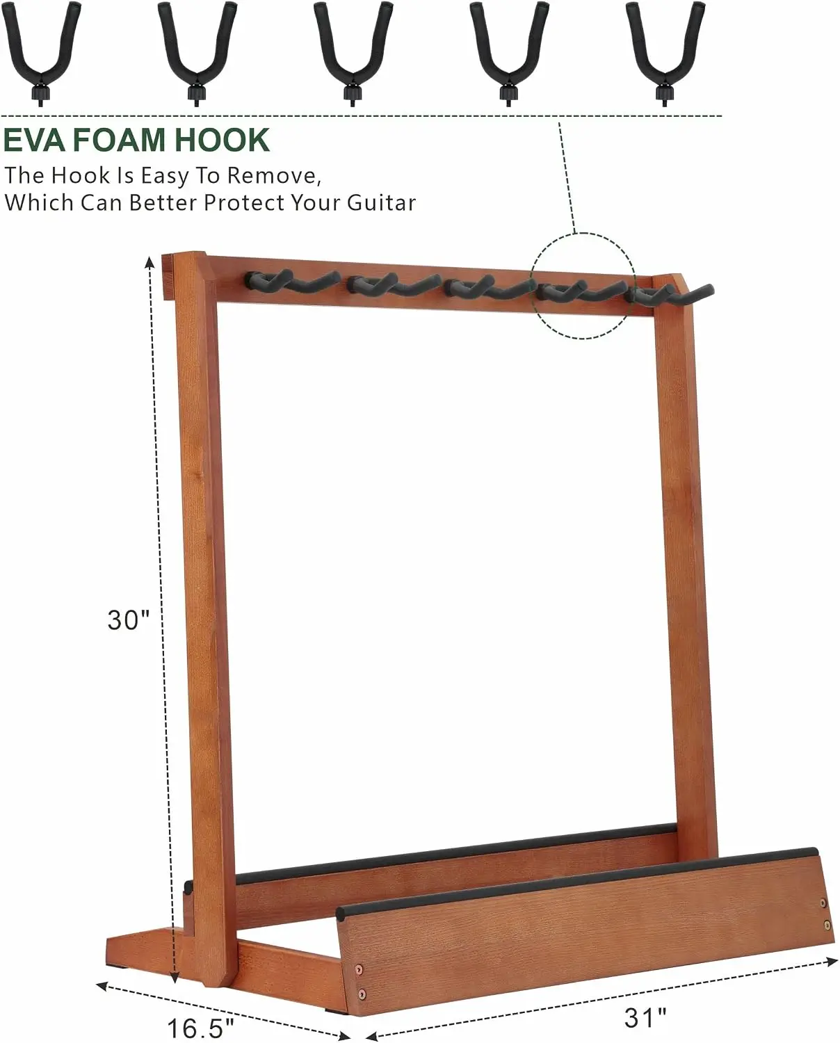 5 Holder Wooden Multiple Guitar Stand Floor Storage Rack For Acoustic Electric Bass Guitars Cello And Cases Natural German Ash Wood Display Organizer Brown 1 Pack