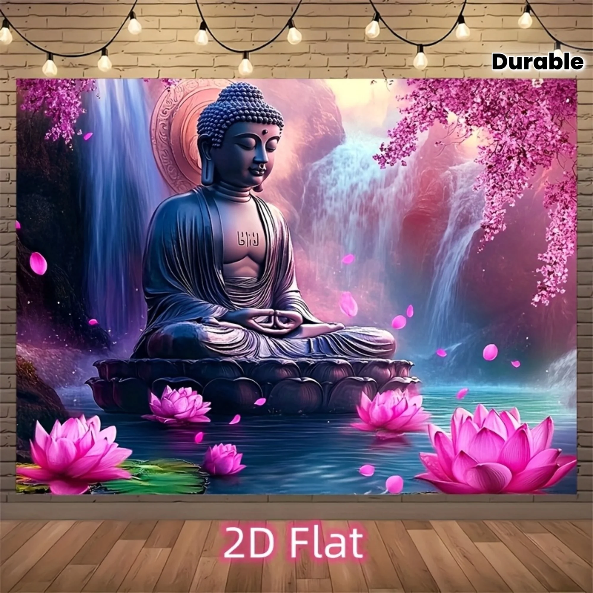 Large Buddha Meditation Waterfall Tapestry Spiritual Asian Zen Wall Hanging Print Decor Home Room Wall Art Goddess Gift