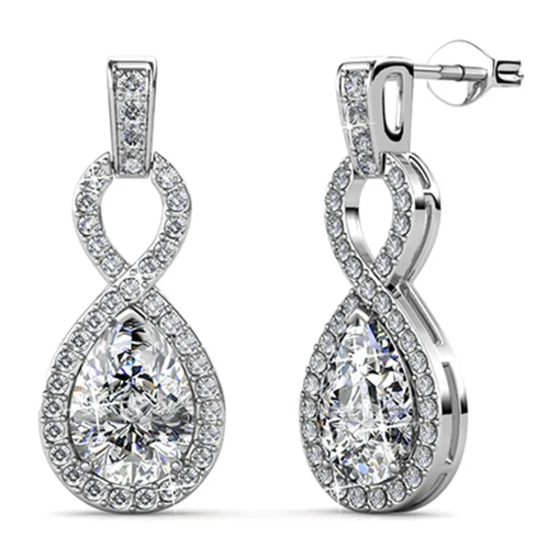 

Daisini Висячие серьги Женские латунные серьги-капли, украшенные кристаллами премиум-класса изысканного и стильного цвета Swarovski