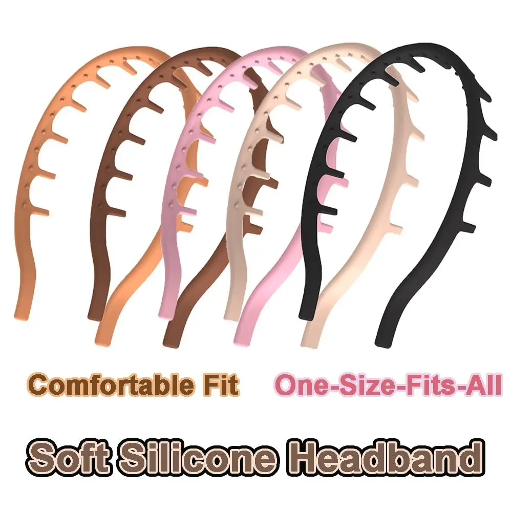 

New Universal Size Silicone Headband Flexible Hair-Friendly Zig Zag Headband Adjustable Anti Slip Hairband All Ages & Activities
