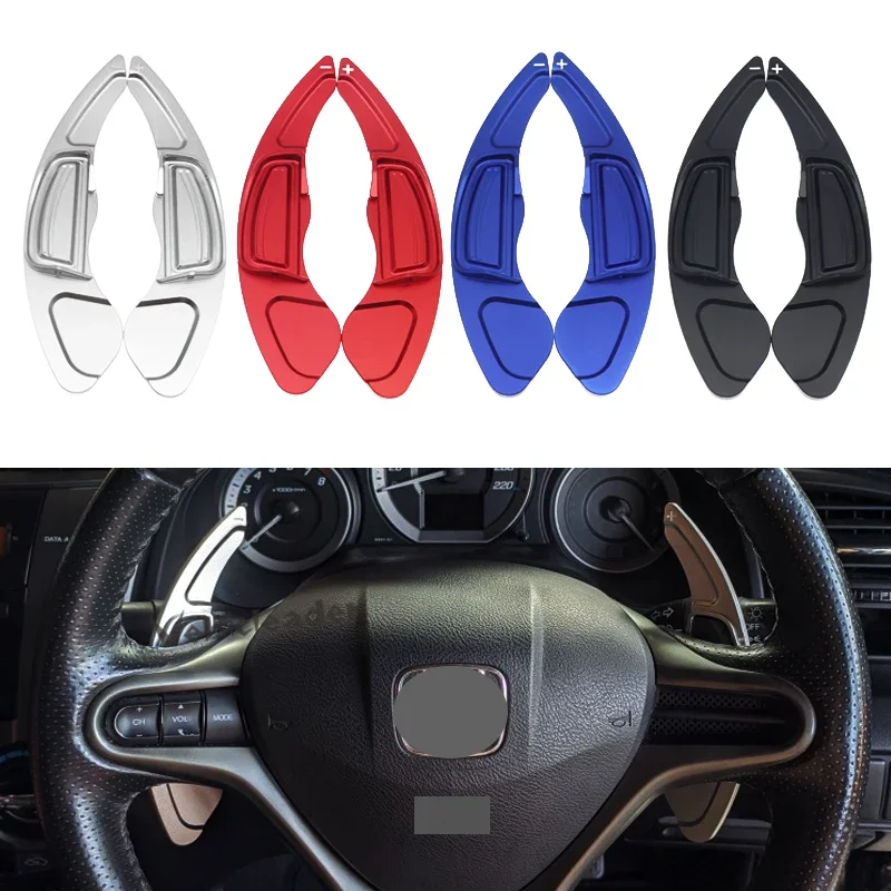 2PCS Car Steering Wheel Paddle Shift Extend Extension Shifter Aluminum For Honda City 2008 Civic Fit CR-V Black Red Blue Silver