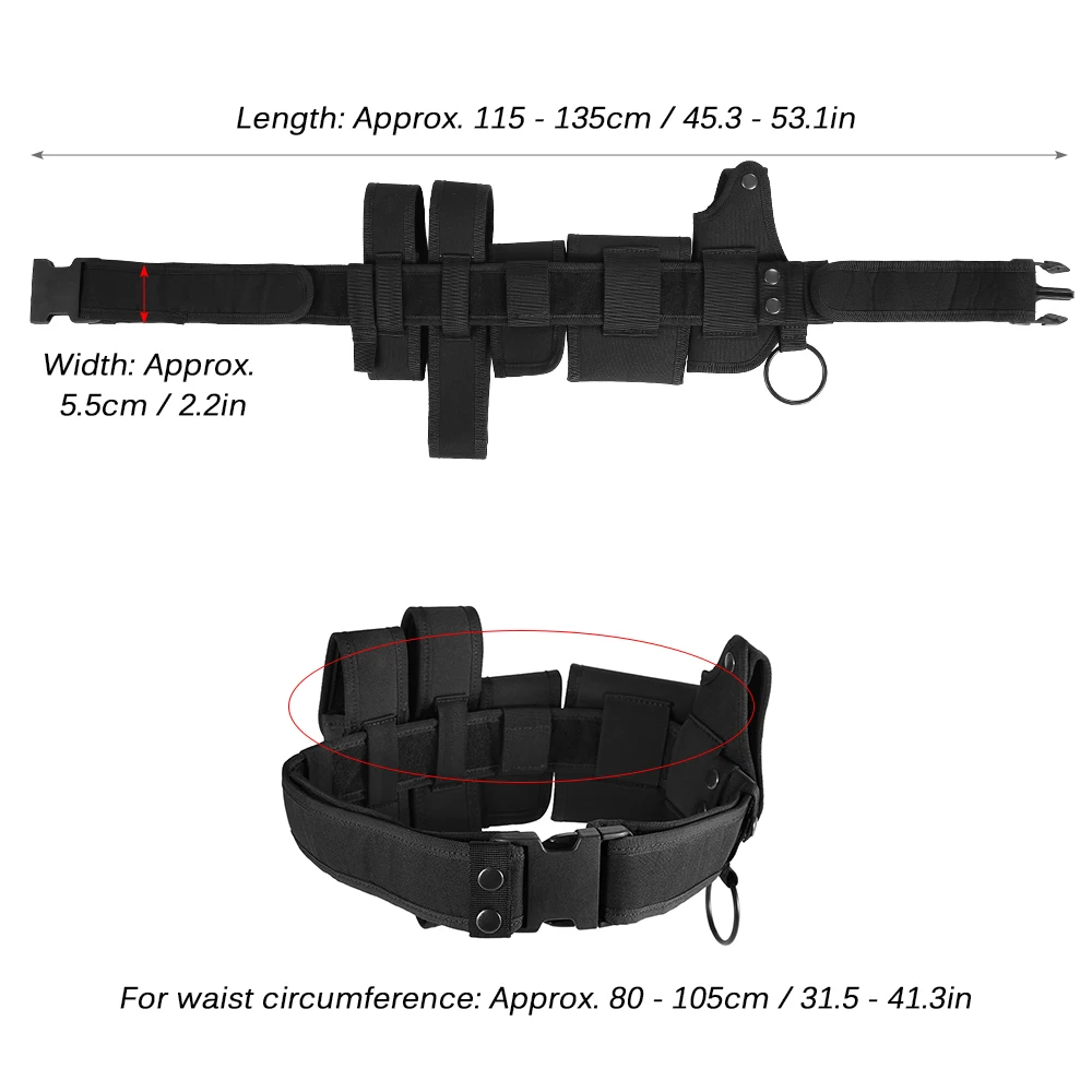 6 In 1 Hunting Belt Police Tactical Trimmings Security Belts Multifuncional Utility Kit Duty Waist Support Warbelt Equipment